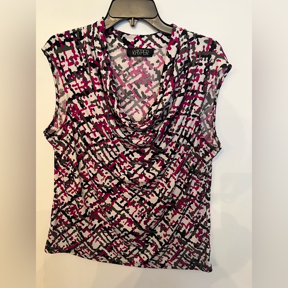 KASPER SLEEVELESS COWL NECK TOP EVERYDAY KNIT  SIZE XL. MULTI COLORED - Picture 6 of 8